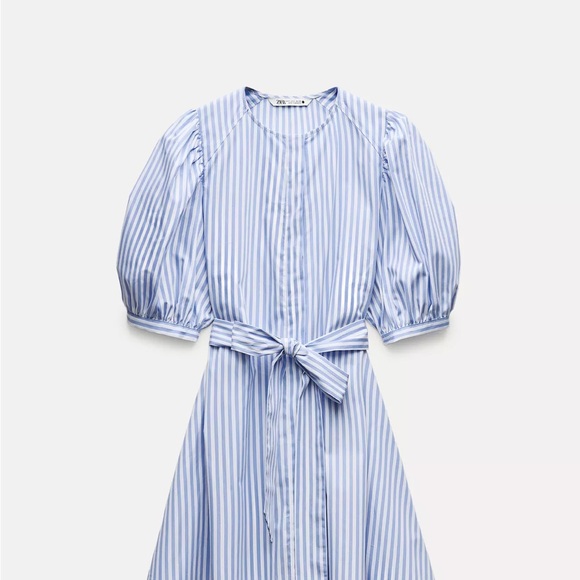 blue puff sleeve dress zara Donna Morgan Women's Puff Sleeve V-Neck Mini Dress - Oil Green main image 1